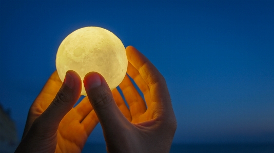 Moon hands sky night Photo