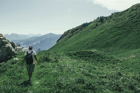 Mountainous landforms mountain highland green Photo