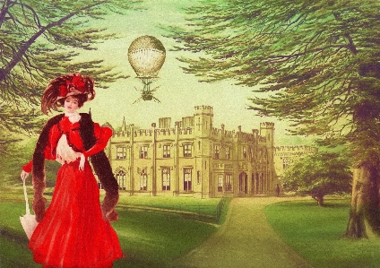 Park lady castle hot air balloon Photo