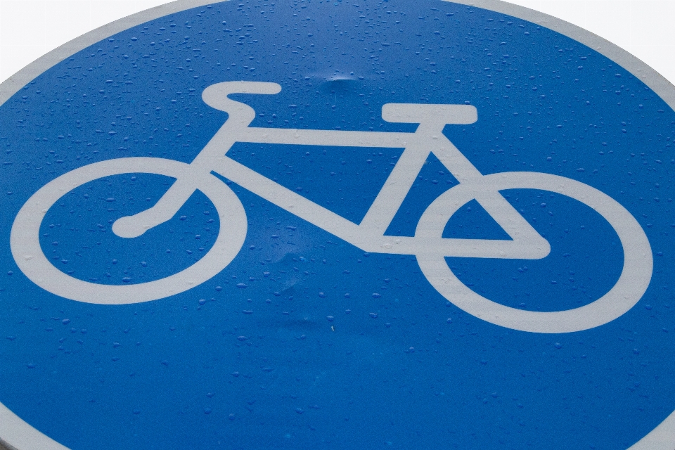 Cycle path rain bike sign