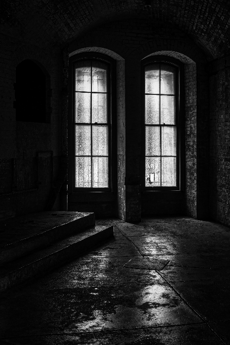 Abandoned empty room old building windows