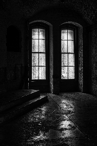 Abandoned empty room old building windows Photo