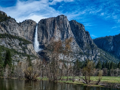 Yosemite falls waterfall mountain sky Photo