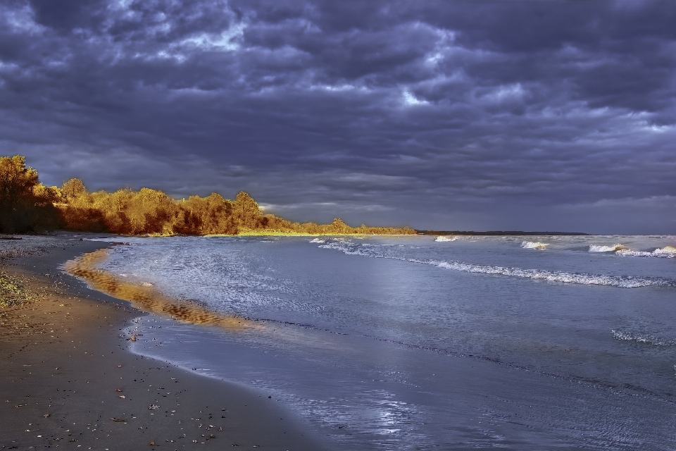 Beach sunset shore landscape