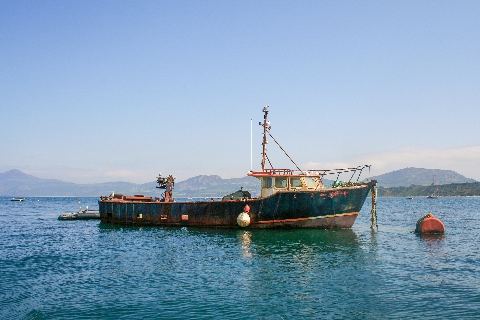 ловит рыбу лодка судно море