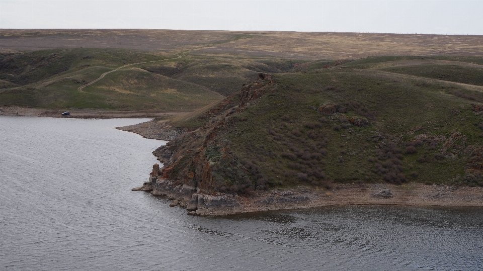 Hills lake rocks nature