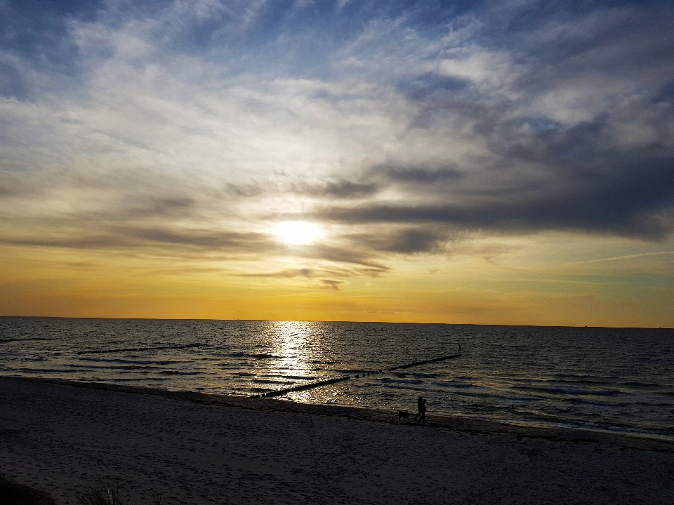 Beach sunset water sea