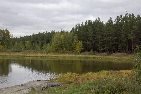 Autumn body of water fall field Photo