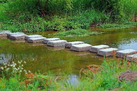 踏み台
 石橋
 橋 韓国の古い橋
 写真