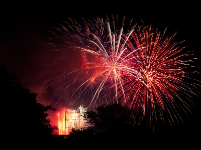 Fireworks new years day night red Photo