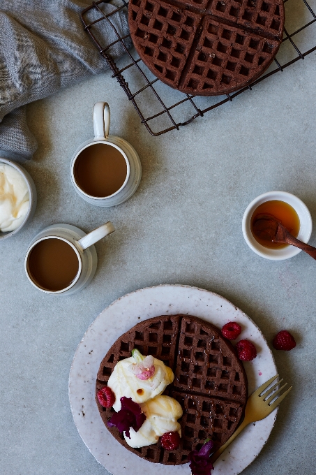 Plat nourriture petit-déjeuner gaufre