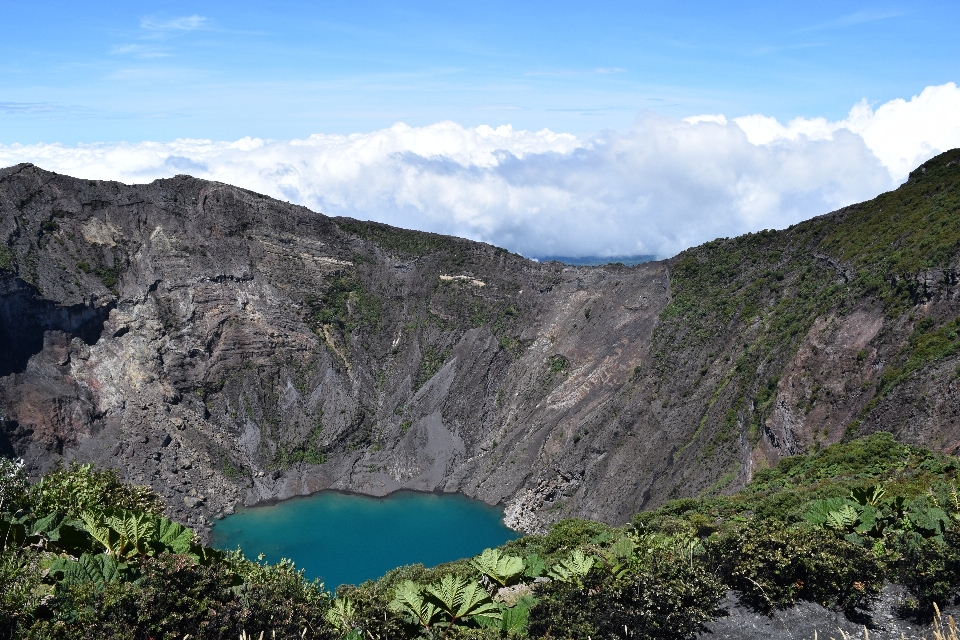 Volcano landscape mountain clouds