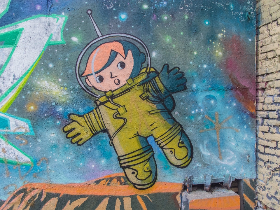 Immagine astronauta cartone animato arte di strada