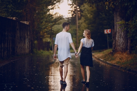 Couple rain love summer Photo