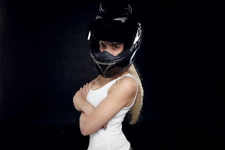 Studio female girl helmet Photo