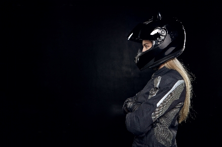 Studio motorcycle woman helmet Photo