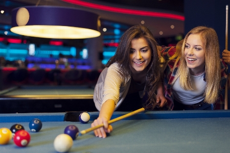 Friendship pool game table woman Photo