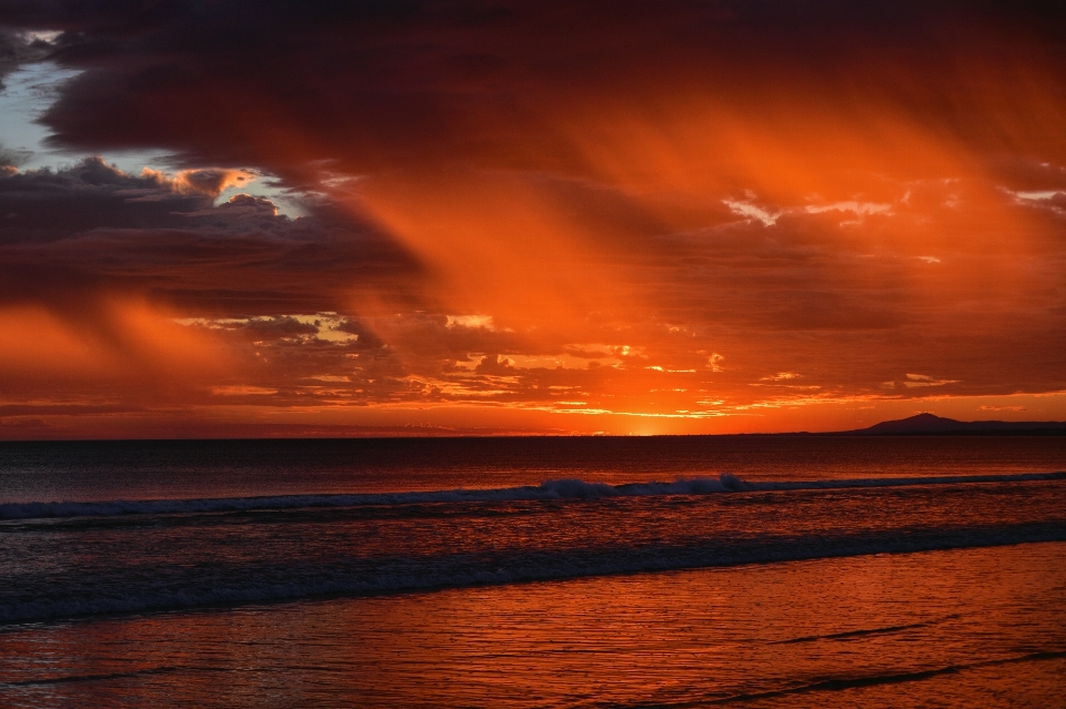 Rain sunset sky afterglow