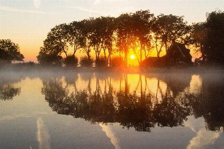 Mist autumn reflection nature Photo