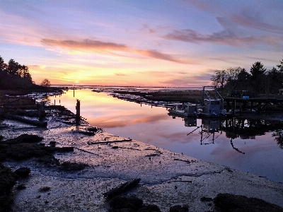 Tranquil northwest coastal sunset Photo