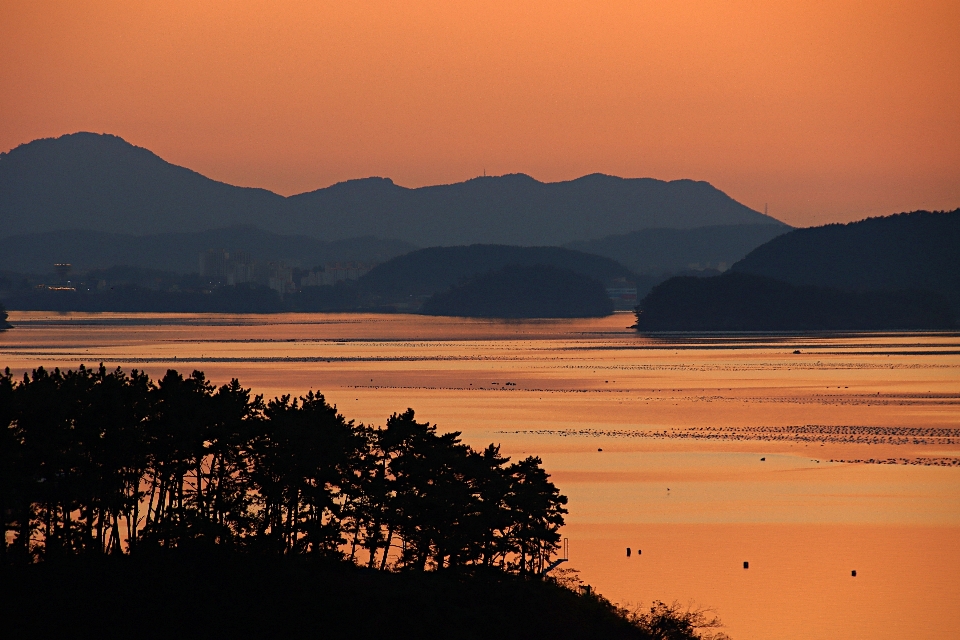 Geoje island of korea sunset sky afterglow