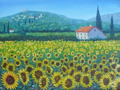 Art oil painting sunflowers sunflower Photo