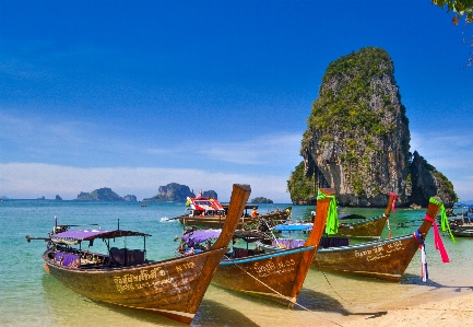 Thailand water transportation long tail boat Photo