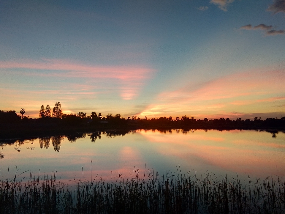 Sunset sky natural landscape reflection