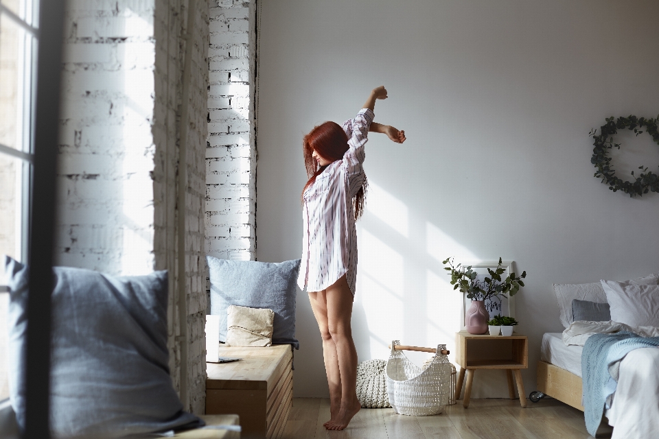 Morning bedroom female home