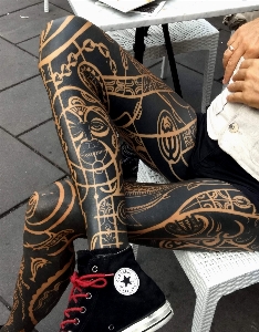 Black maori tattoo art Photo