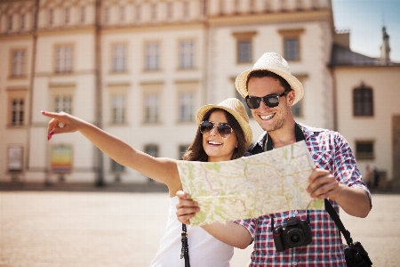 Tourist couple eyewear glasses Photo