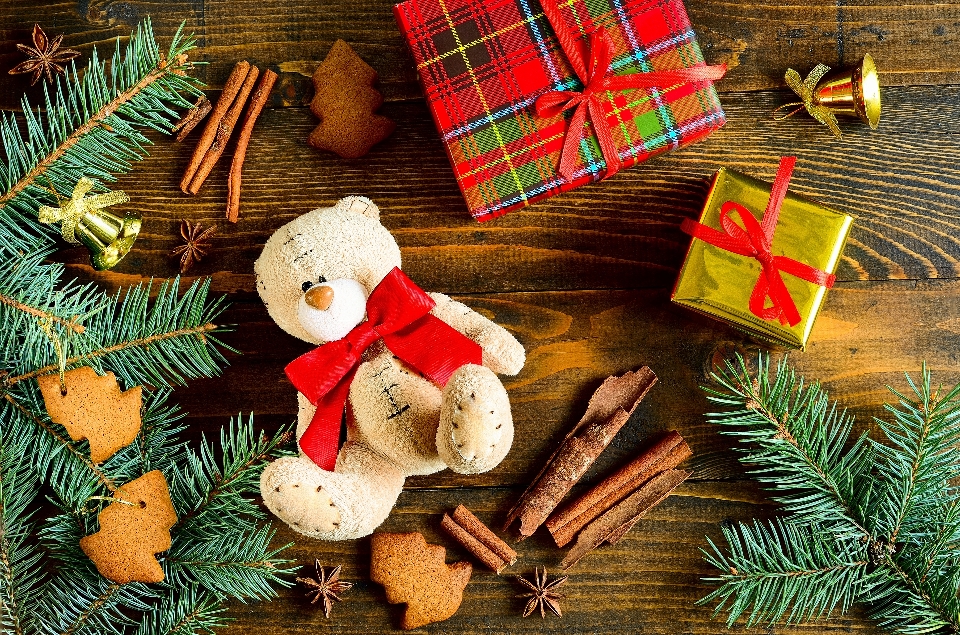 Christmas gift teddy background