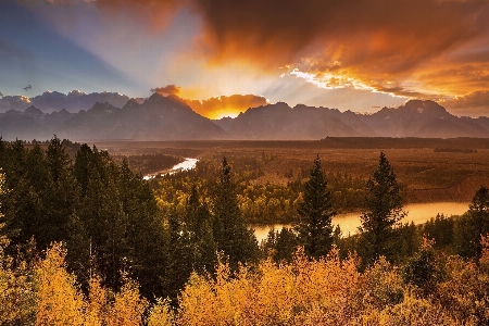 Landscape sunset sky mountain Photo