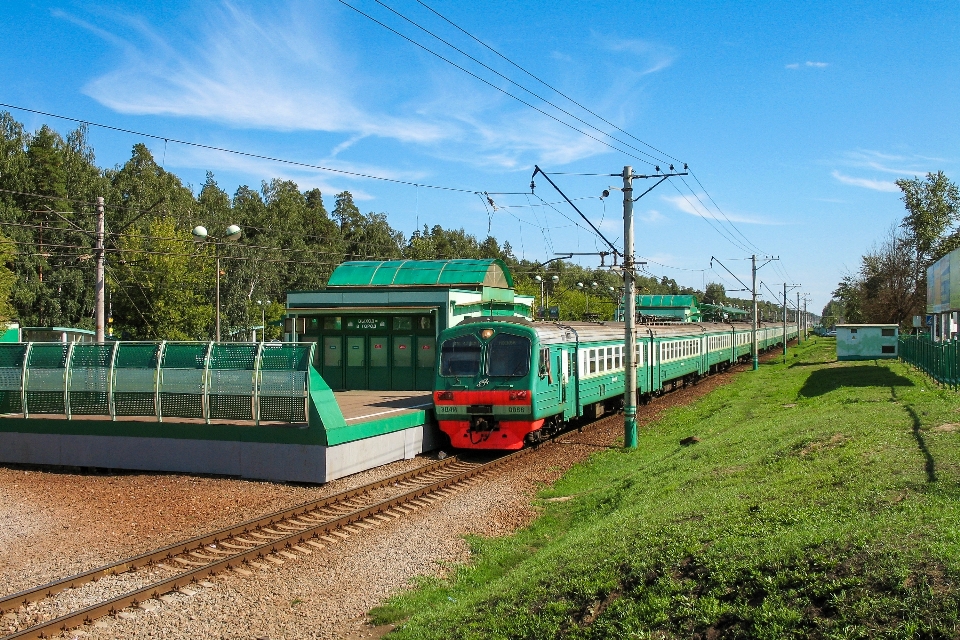 Electric train rails station