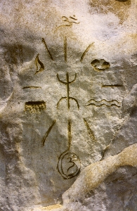 Ancient spiritual symbol inscription Photo