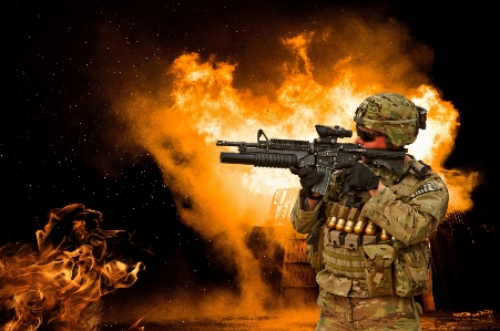 Photo Armée explosion guerre soldat