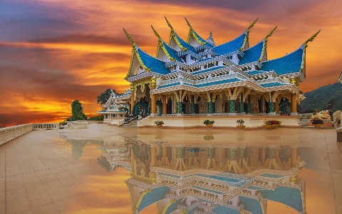 Temple chinese architecture reflection japanese Photo