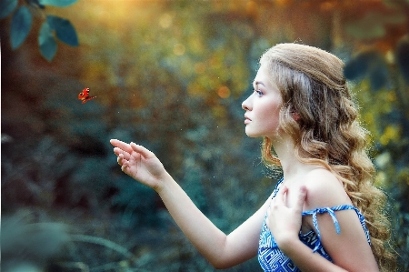 Butterfly dream people in nature beauty Photo