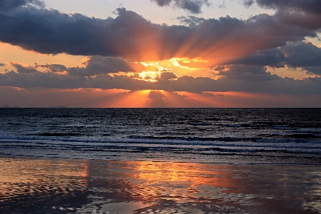 Unyeo beach of korea sunset fluid Photo