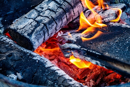 Fire red coals wood Photo