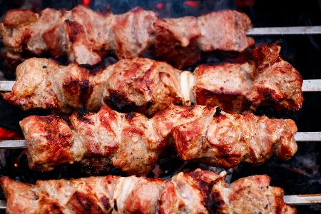 Barbecue meat skewers food Photo