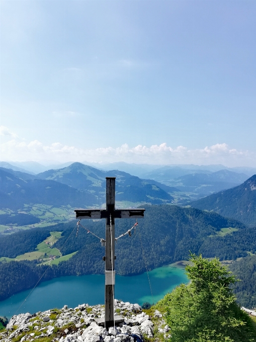 Montanha lago Áustria pico