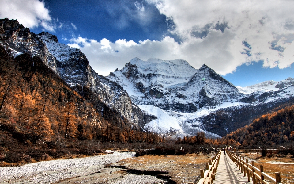 Cool mountainous landforms mountain range winter