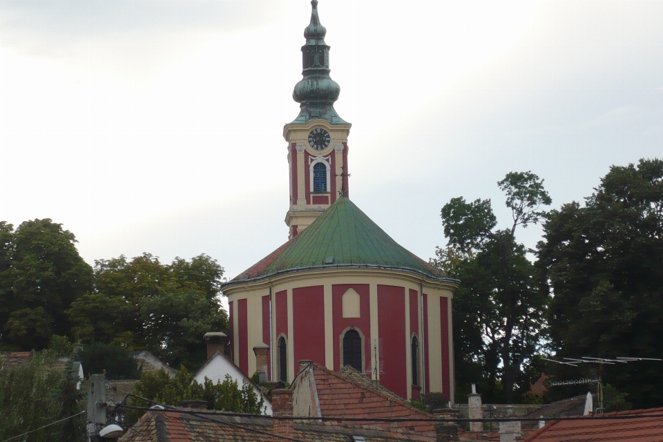 Church tower tall red