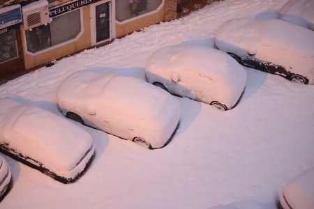 Snow storm car street Photo