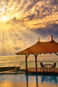 Ceylon sunset pool clouds Photo