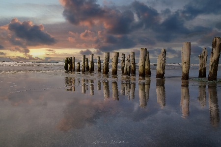 Blavand sunset beach clouds Photo