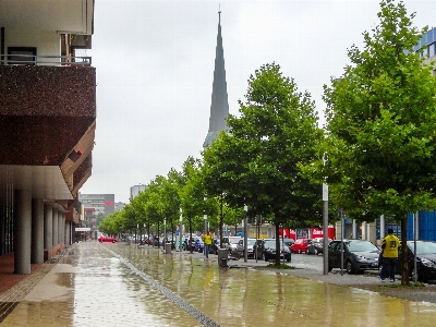 Dortmund street rain church Photo