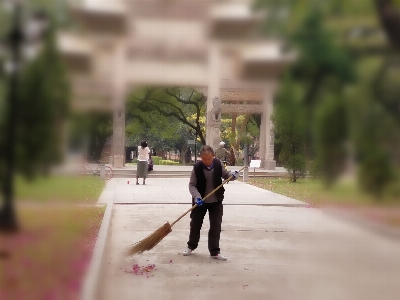 Morning park gate cleaning Photo