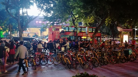 Bike bicycle crowd bus Photo